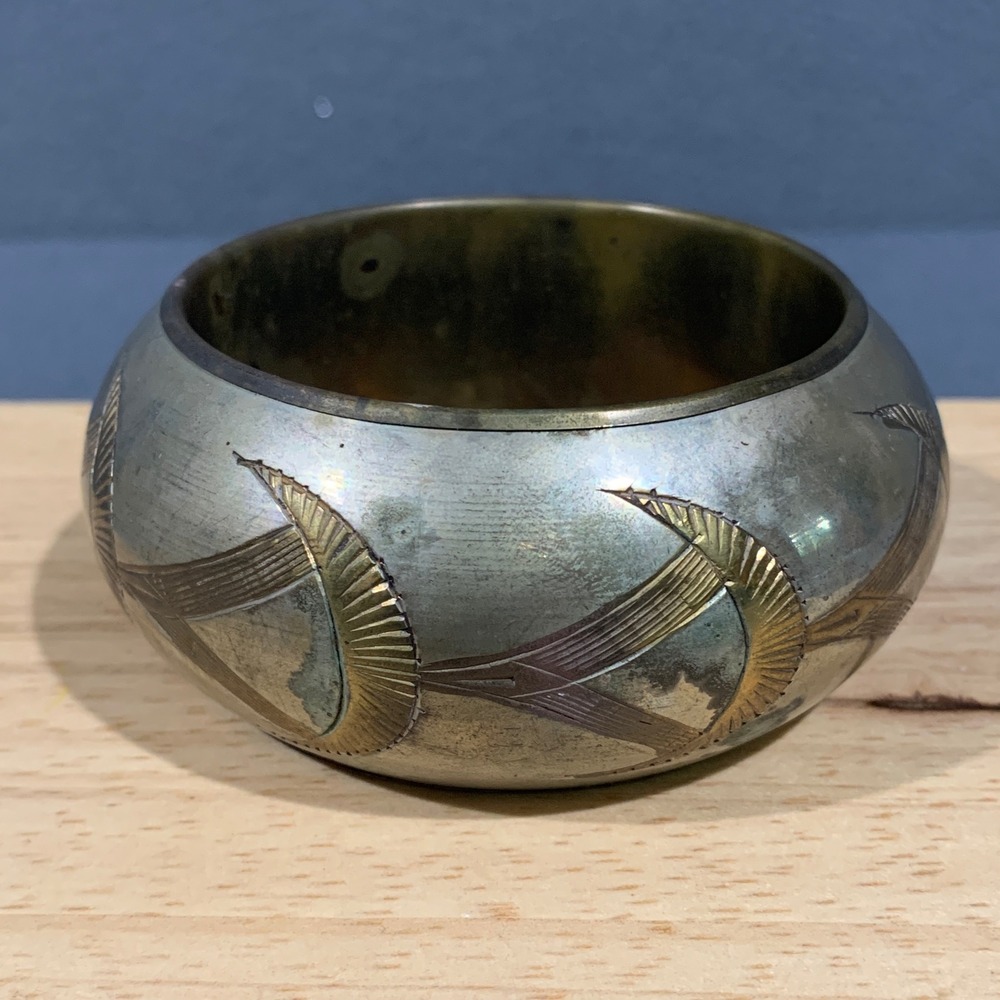 Unbranded Bangle Bracelet Womens OS Gold Silver Etched Brass Mixed Metal